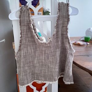 brown and white cropped tank top